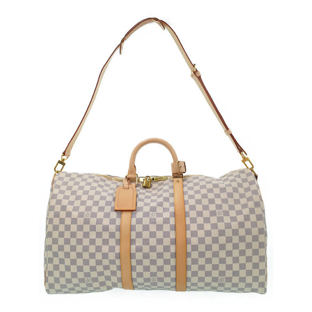 Louis Vuitton Keepall Bandouliere Damier Azur 2WAY Bag White